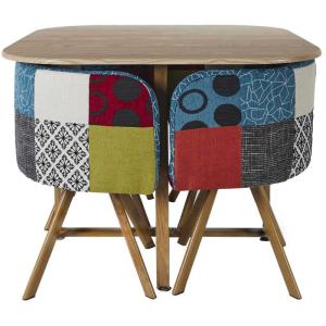Ensemble table carrée et 4 chaises encastrables patchwork m…
