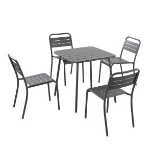 Ensemble table   chaises gris foncé 4 places