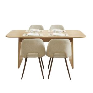 Ensemble table  chêne et 4 chaises  tissu beige