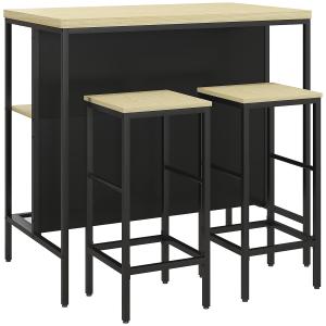 Ensemble table de bar 2 tabourets style industriel - 2 étag…