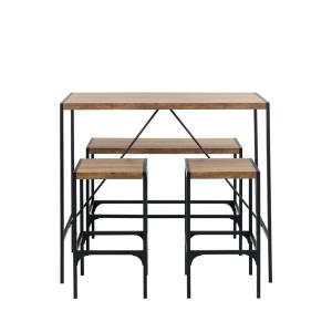 Ensemble table de bar 4 personnes bois et métal H105cm - Bo…