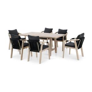 ensemble table de jardin 170×90 cm et 6 chaises bois et cor…