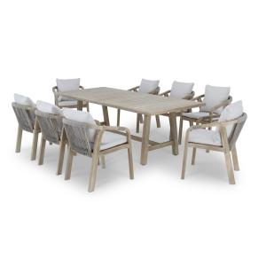ensemble table de jardin 230×100 cm et 8 chaises bois et co…