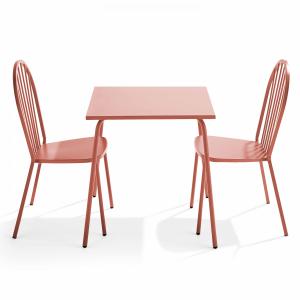 Ensemble table de jardin bistrot et 2 chaises en acier argi…