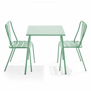 Ensemble table de jardin carrée et 2 chaises bistrot vert s…