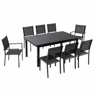 Ensemble table de jardin en aluminium avec 8 chaises