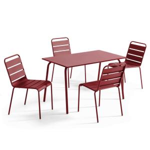 Ensemble table de jardin en métal et 4 chaises Pourpre