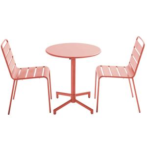 Ensemble table de jardin et 2 chaises en métal argile