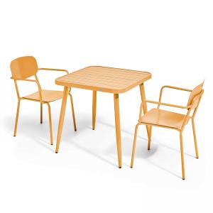 Ensemble table de jardin et 2 fauteuils en aluminium jaune…
