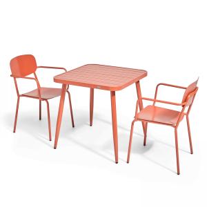 Ensemble table de jardin et 2 fauteuils en aluminium terrac…
