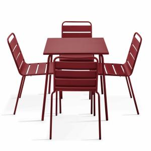 Ensemble table de jardin et 4 chaises en métal Pourpre