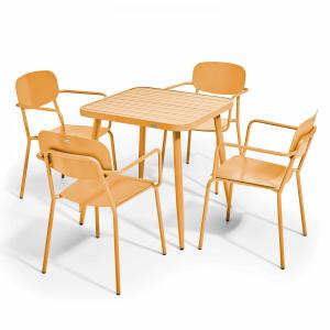 Ensemble table de jardin et 4 fauteuils en aluminium jaune…