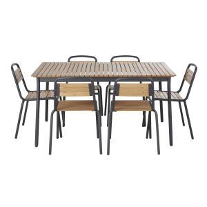 Ensemble table de jardin et 6 chaises en aluminium gris ant…
