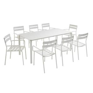 Ensemble table de jardin et 8 fauteuils blanc
