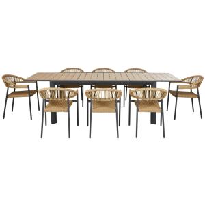 Ensemble table de jardin extensible en aluminium et 8 chais…