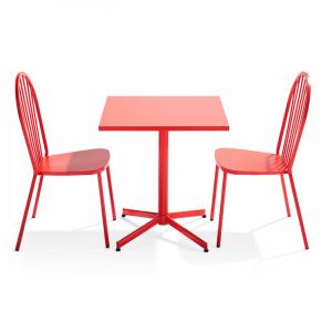 Ensemble table de jardin inclinable et 2 chaises bistrot ro…