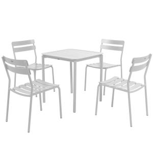 Ensemble table de terrasse 70cm et 4 chaises blanc