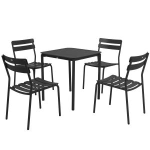 Ensemble table de terrasse 70cm et 4 chaises noir