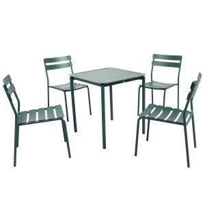 Ensemble table de terrasse 70cm et 4 chaises vert foncé