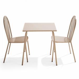 Ensemble table de terrasse et 2 chaises bistrot en acier ta…