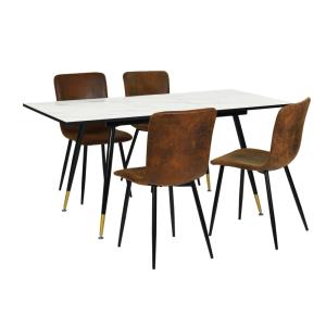 Ensemble table effet marbre   4 chaises vintage en suédine…