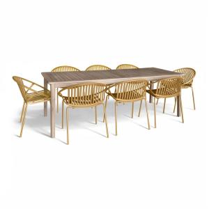 Ensemble table en bois d'acacia et 8 fauteuils de jardin oc…