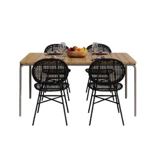 Ensemble table en bois d'acacia FSC 160 cm et 4 chaises de…