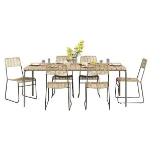 Ensemble table en bois d'acacia FSC 200 cm et 6 chaises