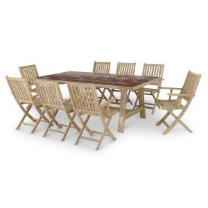Ensemble table en bois et céramique terre cuite 205x105   8…