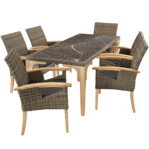 Ensemble Table en rotin 6 chaises avec Accoudoirs marron na…