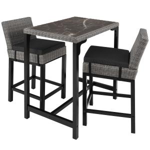 Ensemble Table en rotin avec 2 chaises avec cadre en alumin…