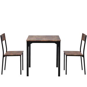 Ensemble table et 2 chaises de indus marron vintage