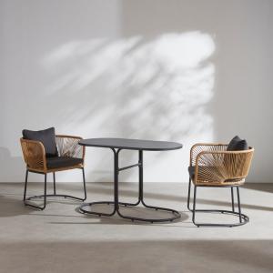 Ensemble table et 2 chaises de jardin en aluminium gris ant…