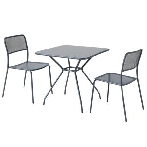 Ensemble table et 2 chaises de jardin gris anthracite