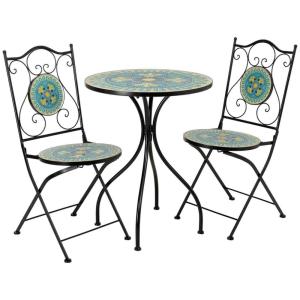 Ensemble table et 2 chaises en métal, 60x60x75 cm et 38x46x…