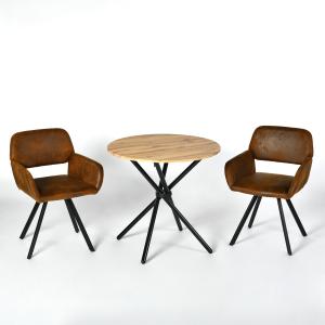 Ensemble table et 2 chaises  style industriel et pivotantes