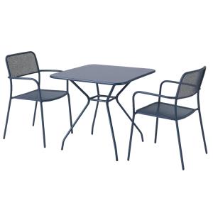 Ensemble table et 2 fauteuils de jardin bleu