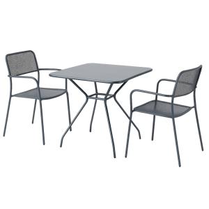 Ensemble table et 2 fauteuils de jardin gris anthracite