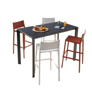 Ensemble table et 4 chaises de jardin en aluminium anthraci…