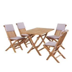 Ensemble table et 4 chaises de jardin en teck