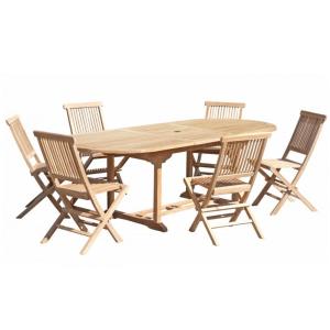 Ensemble table et 4 chaises et 2 fauteuils en teck