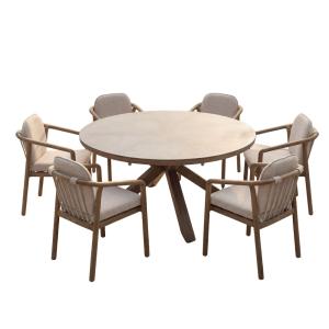 Ensemble table et 6 chaises de jardin en aluminium bois