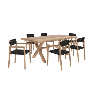 Ensemble table et 6 chaises de jardin en bois de teck