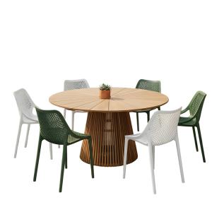 Ensemble table et 6 chaises de jardin en teck bois