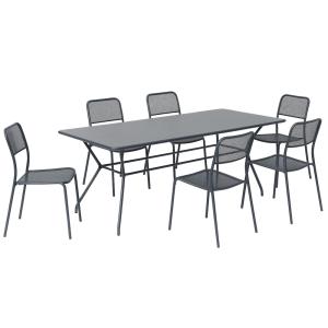 Ensemble table et 6 chaises de jardin gris anthracite