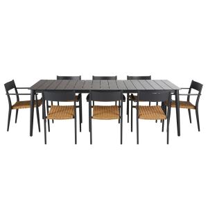 Ensemble table et 8 chaises de jardin en aluminium gris ant…