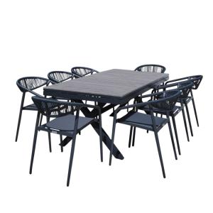 Ensemble table et 8 chaises de jardin en aluminium gris per…