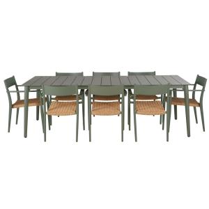 Ensemble table et 8 chaises de jardin en aluminium vert kak…