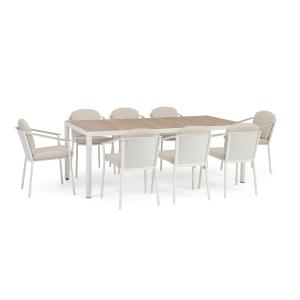 Ensemble table et 8 chaises en aluminium avec lattes effet…