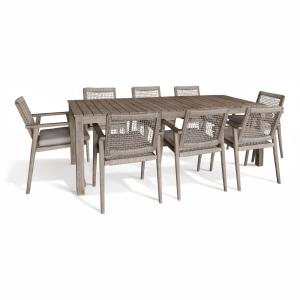 Ensemble table et 8 fauteuils de jardin en bois d'acacia et…